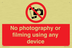 No photography or filming using any device